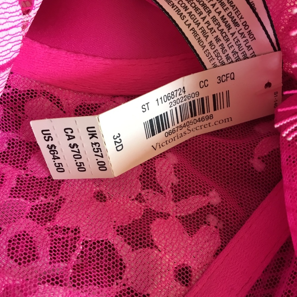 Victoria’s Secret Dream Angels Lined Demi Pink Lace Back Zip Bra - Picture 8 of 11